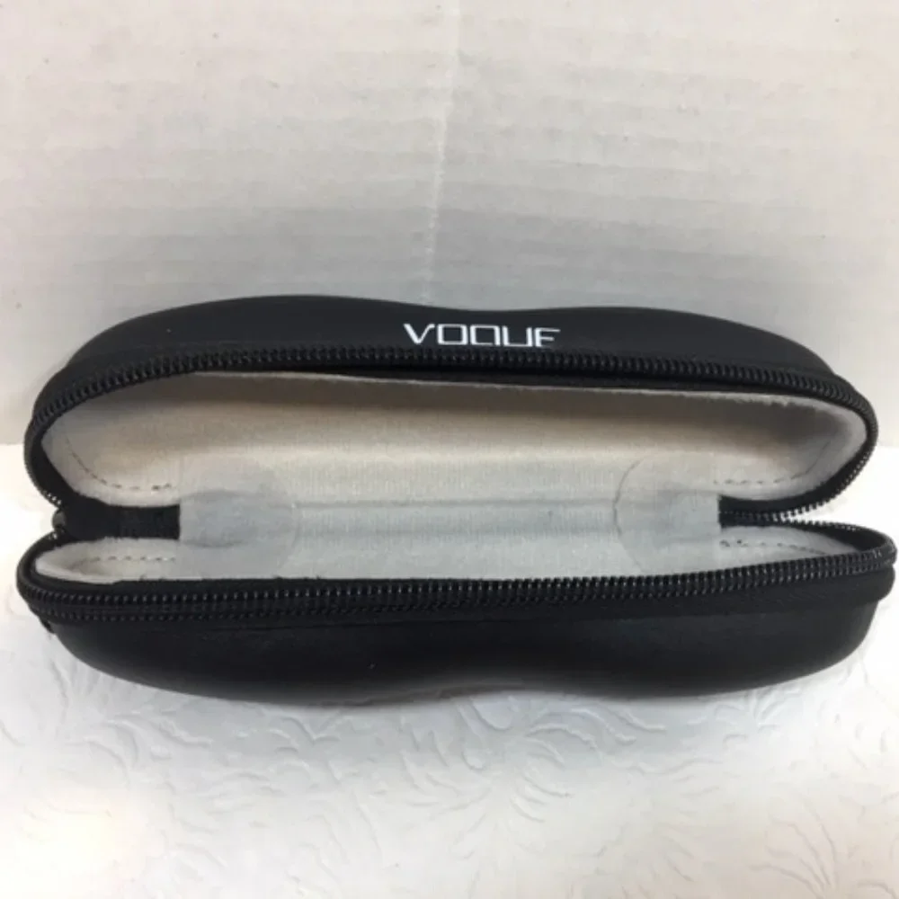 Vogue Black Eyeglasses Hard Zipper Zip Around Case